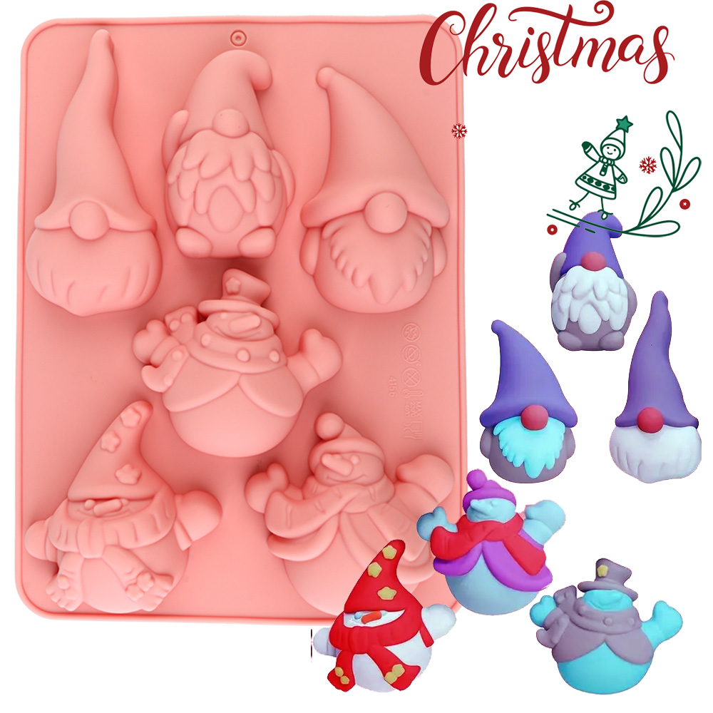 Holiday Candle Set - 6-Cavity Christmas Gnome Cake Chocolate Silicone