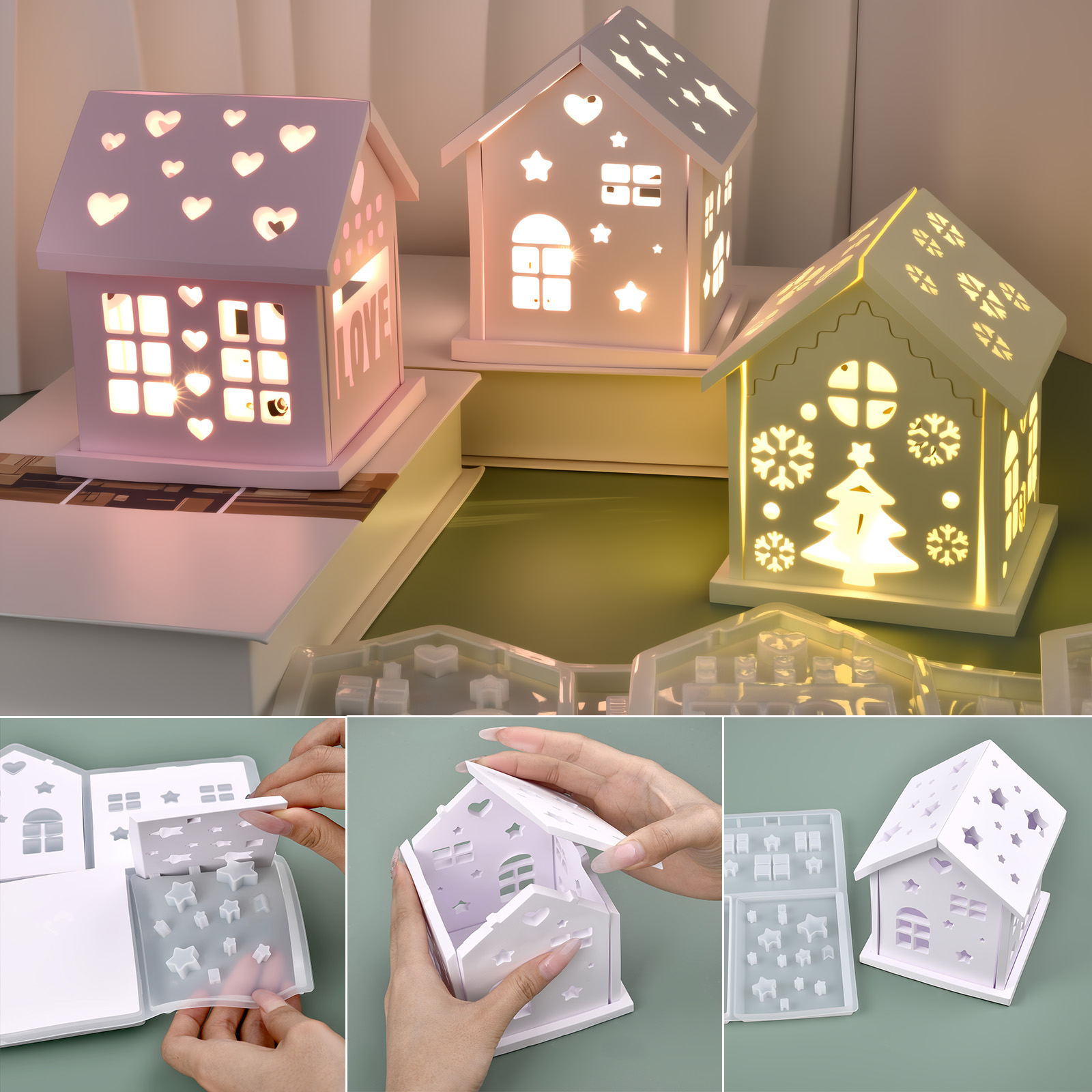3D House Silicone Mold DIY Chr - Holiday Candle Set ulasan dan harga